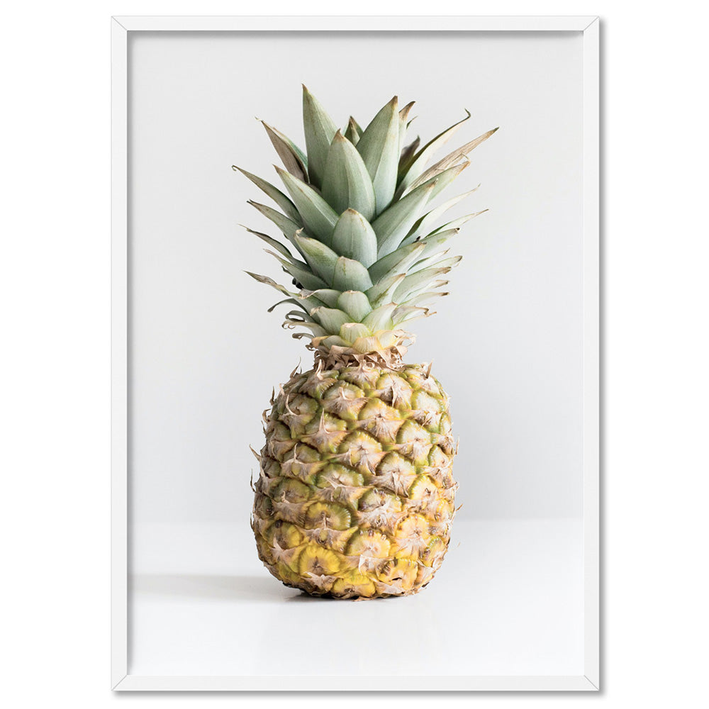 Lone Pinapple - Art Print, Poster, Stretched Canvas, or Framed Wall Art Print, shown in a white frame