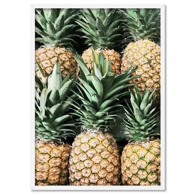 Six Pineapples - Art Print, Poster, Stretched Canvas, or Framed Wall Art Print, shown in a white frame