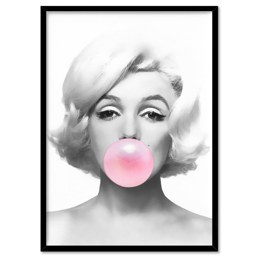 Marilyn Bubblegum - Art Print, Poster, Stretched Canvas, or Framed Wall Art Print, shown in a black frame