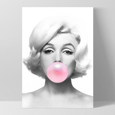 Marilyn Bubblegum - Art Print, Poster, Stretched Canvas, or Framed Wall Art Print, shown as a stretched canvas or poster without a frame