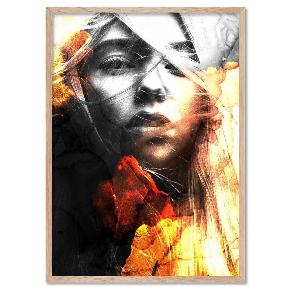 This Girl is on Fire - Art Print, Poster, Stretched Canvas, or Framed Wall Art Print, shown in a natural timber frame