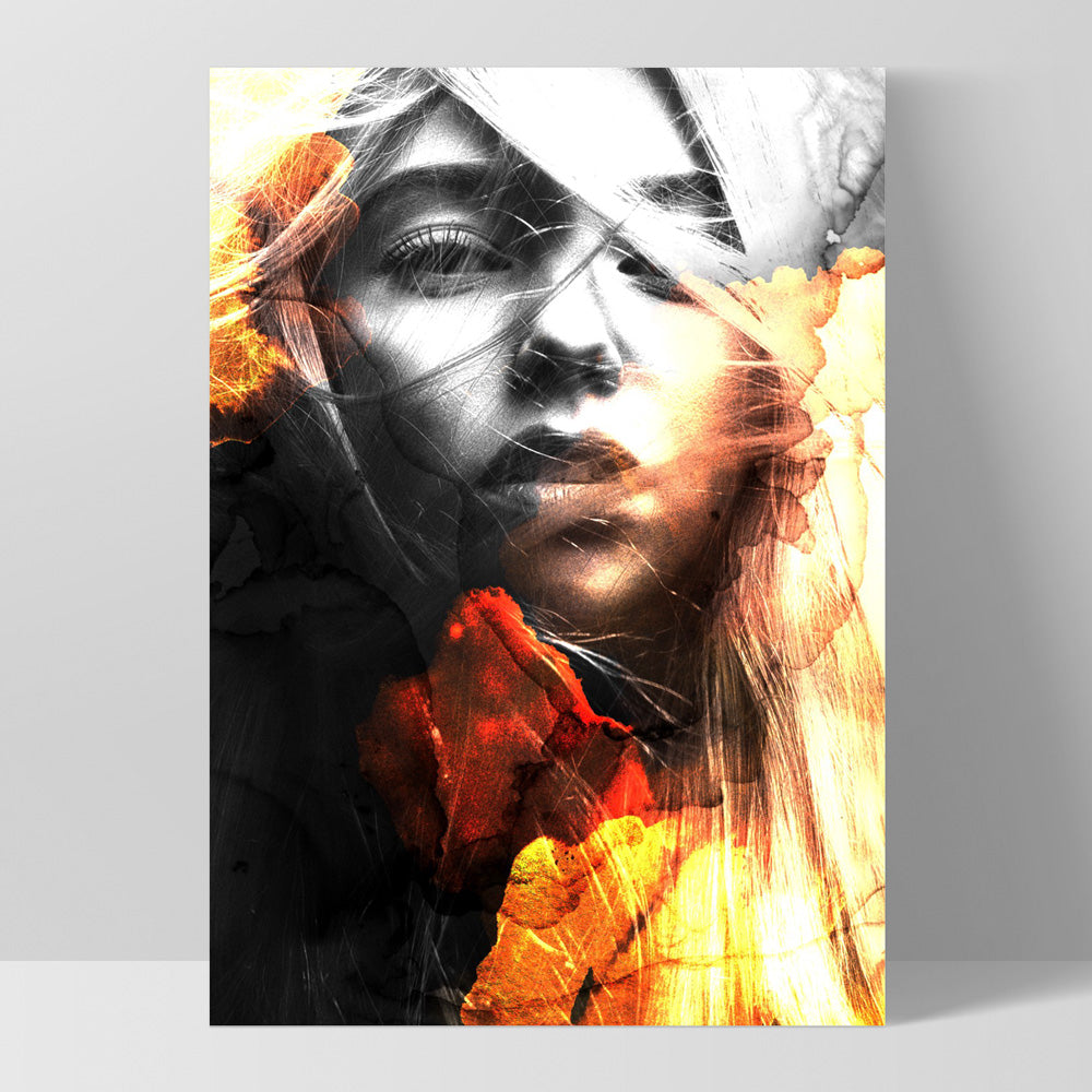 This Girl is on Fire - Art Print, Poster, Stretched Canvas, or Framed Wall Art Print, shown as a stretched canvas or poster without a frame