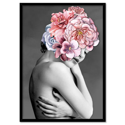 Floral Crown I - Art Print, Poster, Stretched Canvas, or Framed Wall Art Print, shown in a black frame