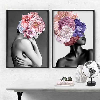 Floral Crown I - Art Print, Poster, Stretched Canvas or Framed Wall Art, shown framed in a home interior space