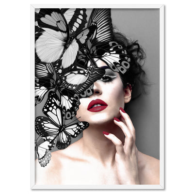 Butterflies En Vogue I - Art Print, Poster, Stretched Canvas, or Framed Wall Art Print, shown in a white frame