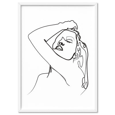 Naked Nude Line Drawing I - Art Print, Poster, Stretched Canvas, or Framed Wall Art Print, shown in a white frame