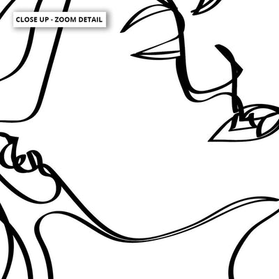 The Kiss Line Drawing - Art Print, Poster, Stretched Canvas or Framed Wall Art, Close up View of Print Resolution