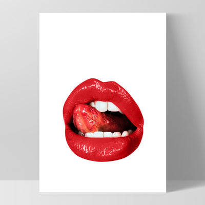 Red Hot Lips - Art Print, Poster, Stretched Canvas, or Framed Wall Art Print, shown as a stretched canvas or poster without a frame
