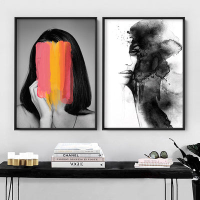 Washing over her - Art Print, Poster, Stretched Canvas or Framed Wall Art, shown framed in a home interior space