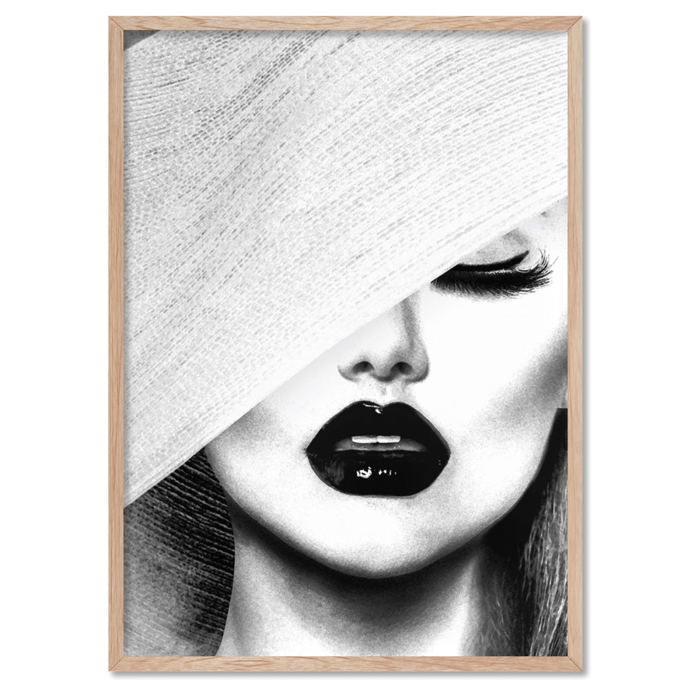 Black & White Glam Portrait - Art Print, Poster, Stretched Canvas, or Framed Wall Art Print, shown in a natural timber frame