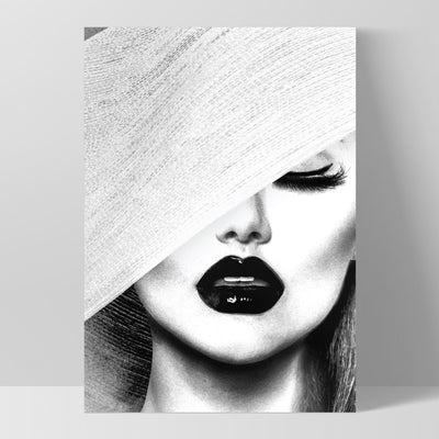 Black & White Glam Portrait - Art Print, Poster, Stretched Canvas, or Framed Wall Art Print, shown as a stretched canvas or poster without a frame