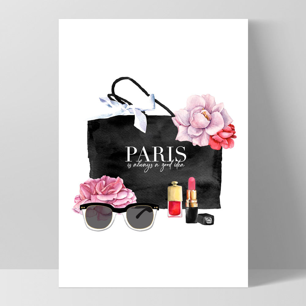 Shopping in Paris I - Art Print, Poster, Stretched Canvas, or Framed Wall Art Print, shown as a stretched canvas or poster without a frame