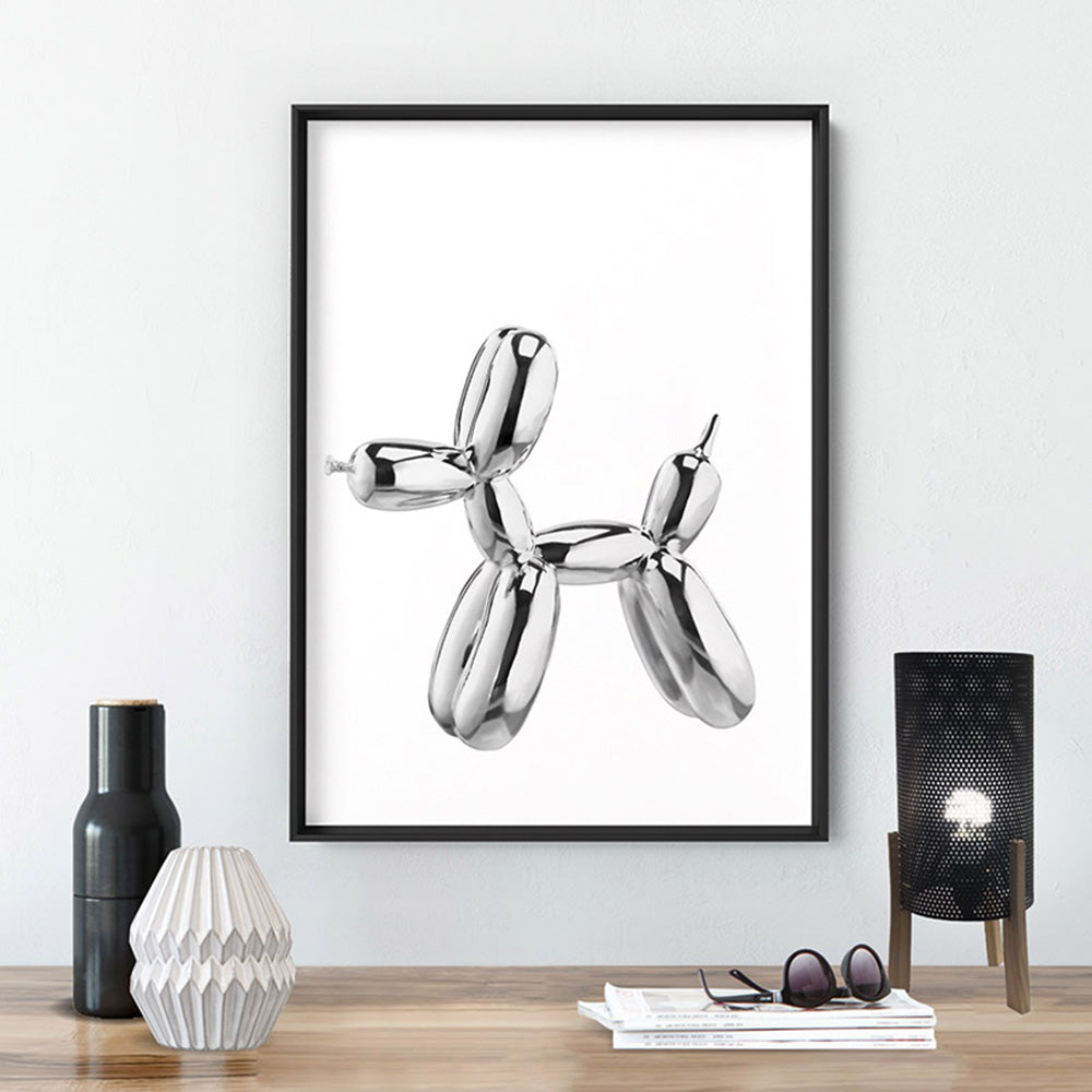 Balloon Dog Chromie - Art Print, Poster, Stretched Canvas or Framed Wall Art, shown framed in a room