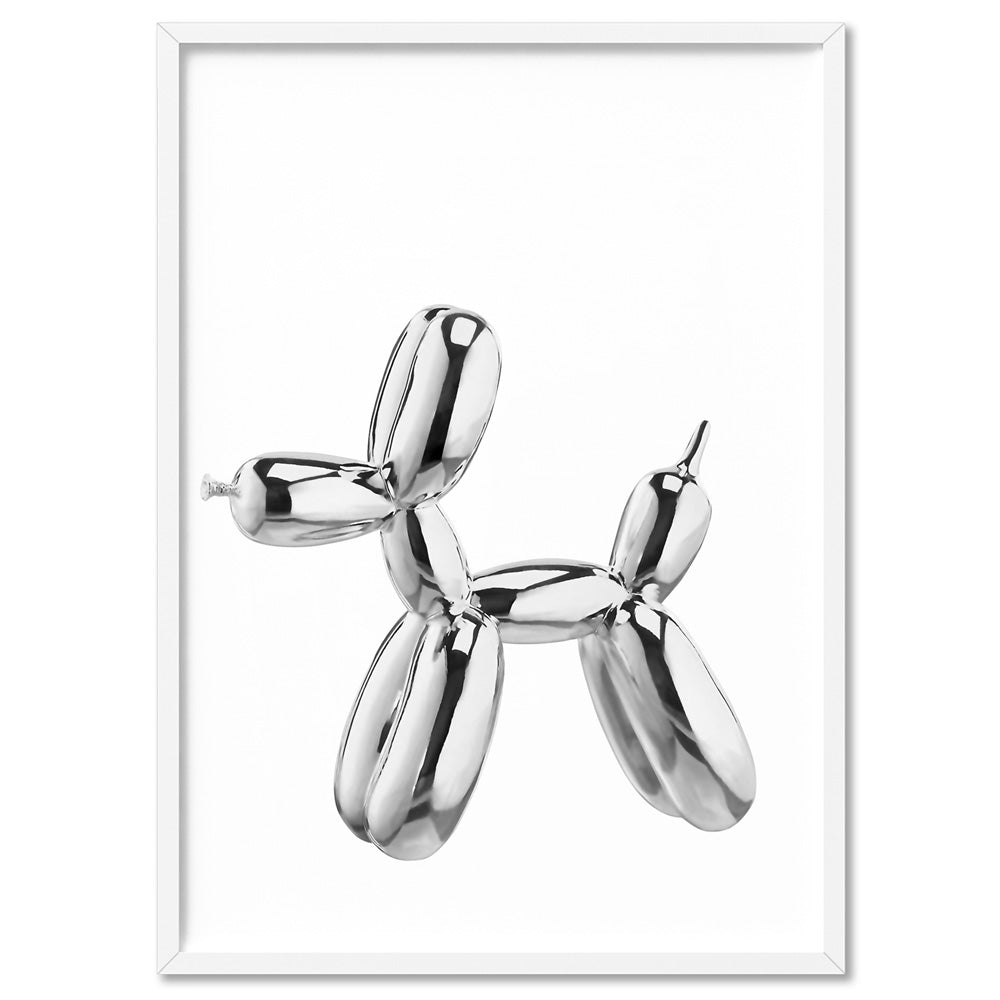 Balloon Dog Chromie - Art Print, Poster, Stretched Canvas, or Framed Wall Art Print, shown in a white frame