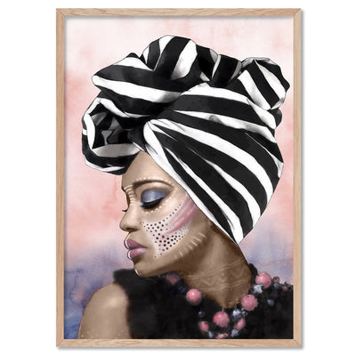 Imani Portrait II - Art Print by Vanessa, Poster, Stretched Canvas, or Framed Wall Art Print, shown in a natural timber frame