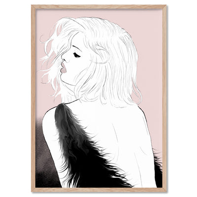 Fashion Illustration | Olivia - Art Print by Vanessa, Poster, Stretched Canvas, or Framed Wall Art Print, shown in a natural timber frame
