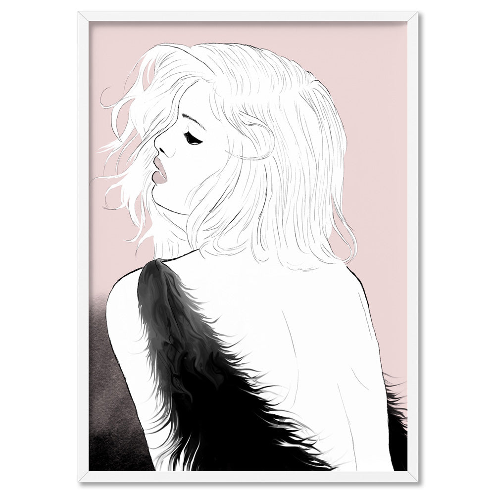 Fashion Illustration | Olivia - Art Print by Vanessa, Poster, Stretched Canvas, or Framed Wall Art Print, shown in a white frame