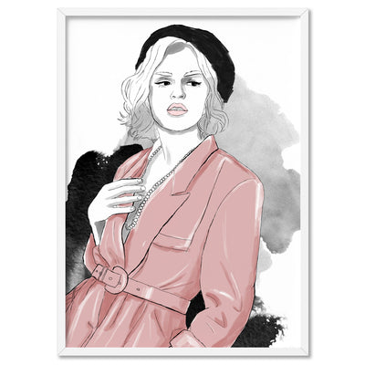 Fashion Illustration | Amelia - Art Print by Vanessa, Poster, Stretched Canvas, or Framed Wall Art Print, shown in a white frame