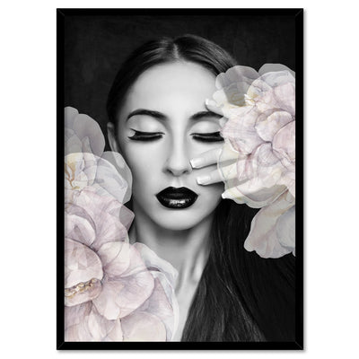 Strike a Pose in Bloom I - Art Print, Poster, Stretched Canvas, or Framed Wall Art Print, shown in a black frame