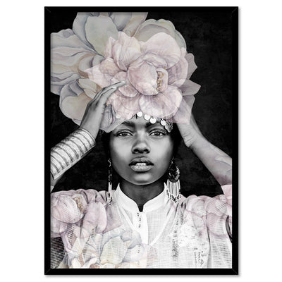 Strike a Pose in Bloom III - Art Print, Poster, Stretched Canvas, or Framed Wall Art Print, shown in a black frame