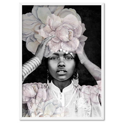 Strike a Pose in Bloom III - Art Print, Poster, Stretched Canvas, or Framed Wall Art Print, shown in a white frame