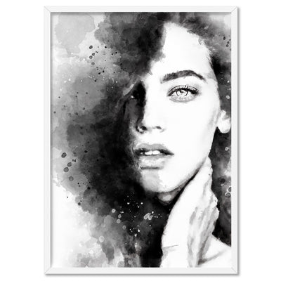 Evelyn Black & White  - Art Print by Vanessa, Poster, Stretched Canvas, or Framed Wall Art Print, shown in a white frame