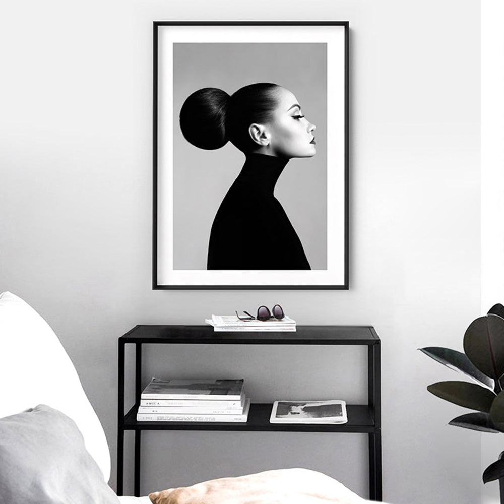 Sofia Silhouette - Art Print, Poster, Stretched Canvas or Framed Wall Art, shown framed in a room