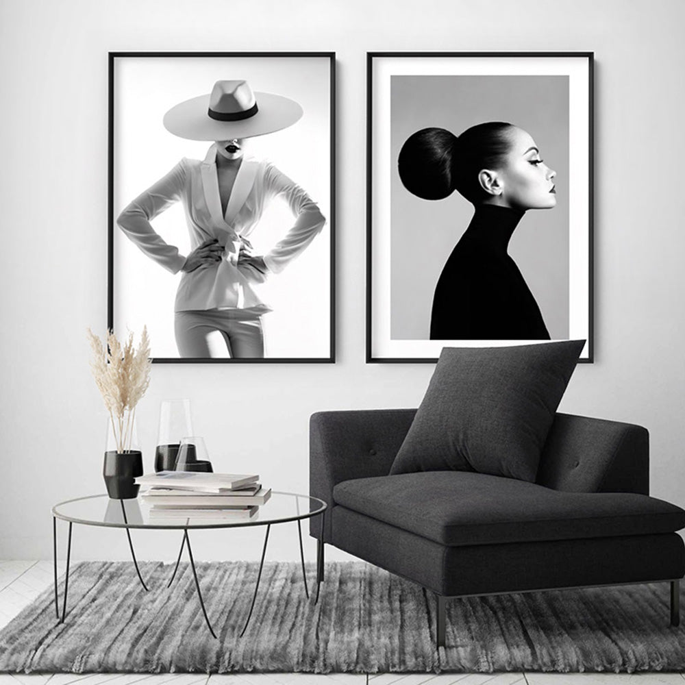 Sofia Silhouette - Art Print, Poster, Stretched Canvas or Framed Wall Art, shown framed in a home interior space