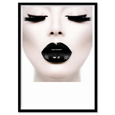 Cleopatra | Woman with Black Lips - Art Print, Poster, Stretched Canvas, or Framed Wall Art Print, shown in a black frame