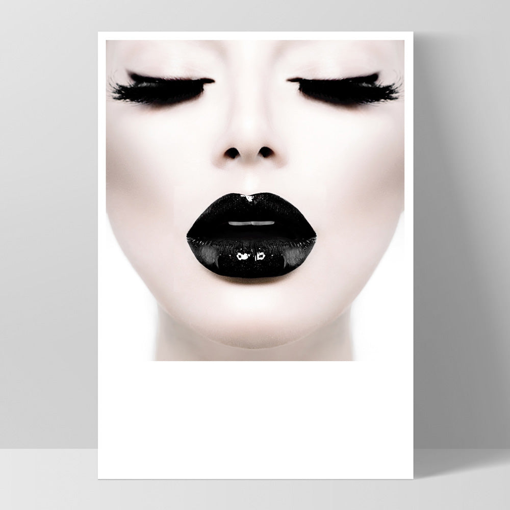 Cleopatra | Woman with Black Lips - Art Print, Poster, Stretched Canvas, or Framed Wall Art Print, shown as a stretched canvas or poster without a frame