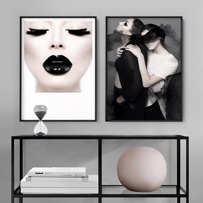 Cleopatra | Woman with Black Lips - Art Print, Poster, Stretched Canvas or Framed Wall Art, shown framed in a home interior space