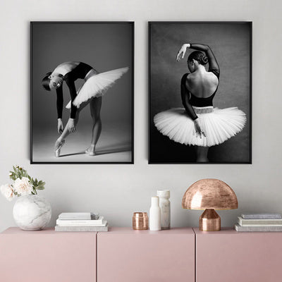Ballerina Pose I - Art Print, Poster, Stretched Canvas or Framed Wall Art, shown framed in a home interior space