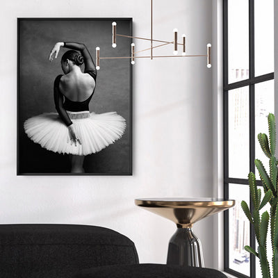 Ballerina Pose II - Art Print, Poster, Stretched Canvas or Framed Wall Art, shown framed in a room