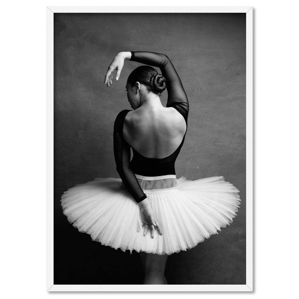Ballerina Pose II - Art Print, Poster, Stretched Canvas, or Framed Wall Art Print, shown in a white frame