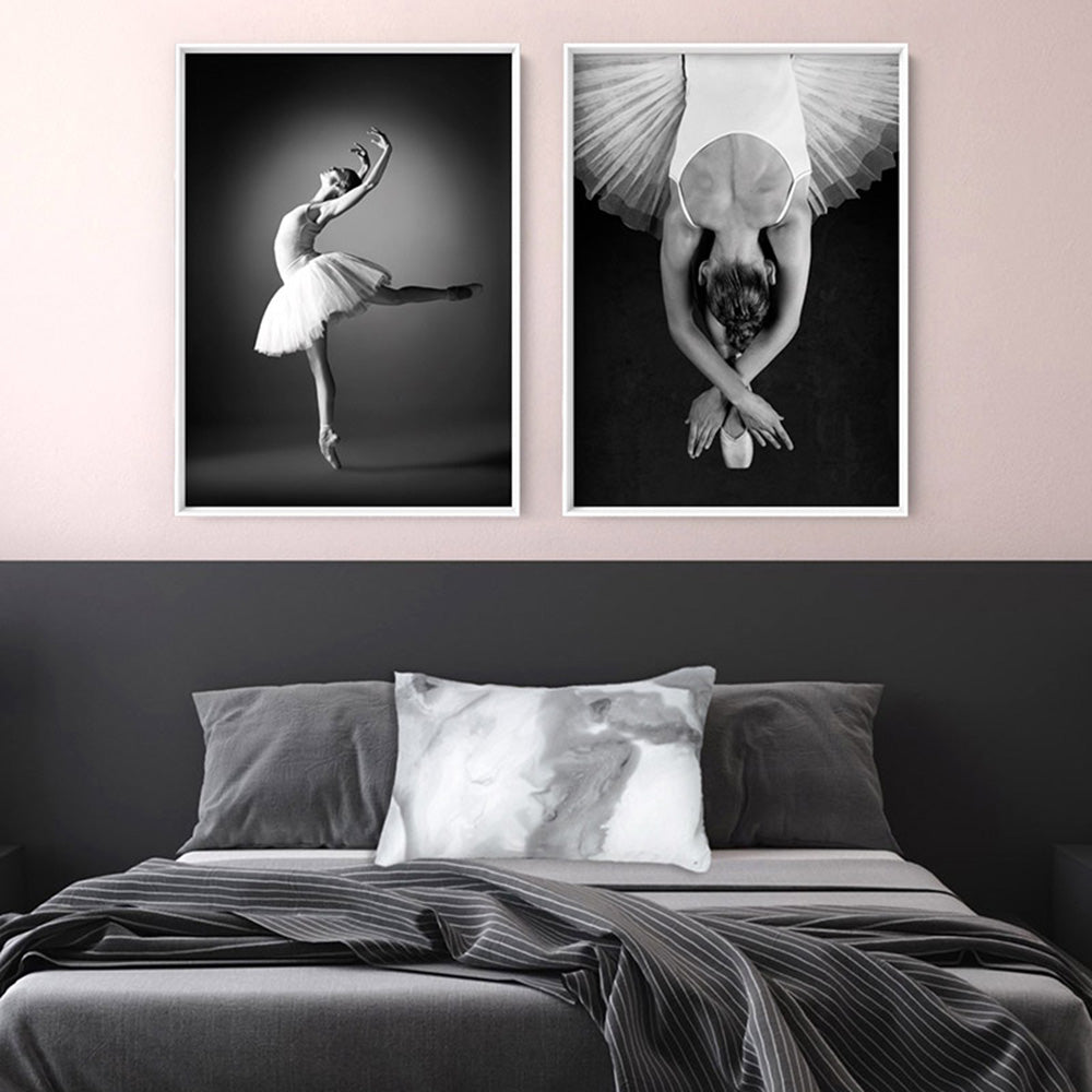 Ballerina Pose IV - Art Print, Poster, Stretched Canvas or Framed Wall Art, shown framed in a home interior space