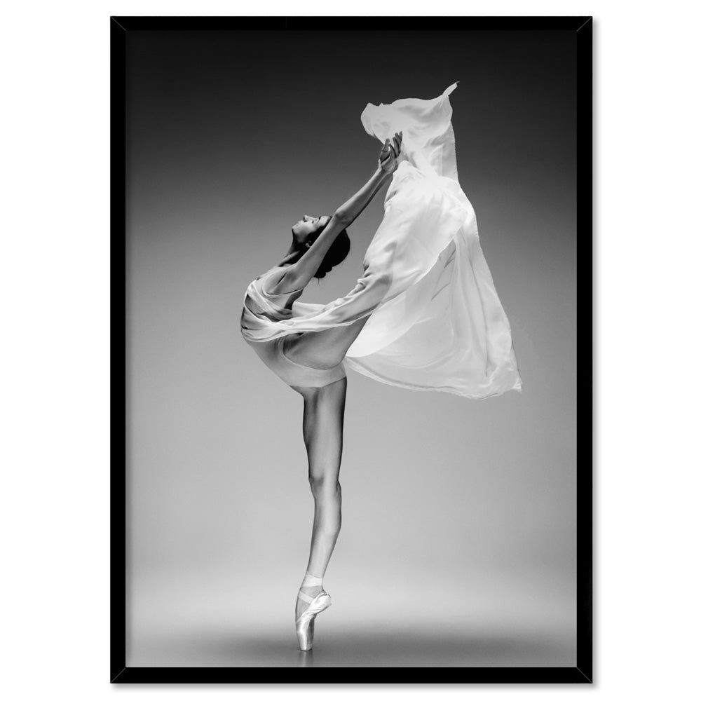 Ballerina Pose VI - Art Print, Poster, Stretched Canvas, or Framed Wall Art Print, shown in a black frame