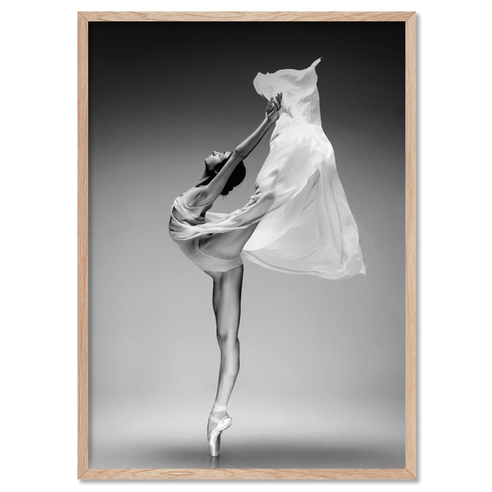 Ballerina Pose VI - Art Print, Poster, Stretched Canvas, or Framed Wall Art Print, shown in a natural timber frame