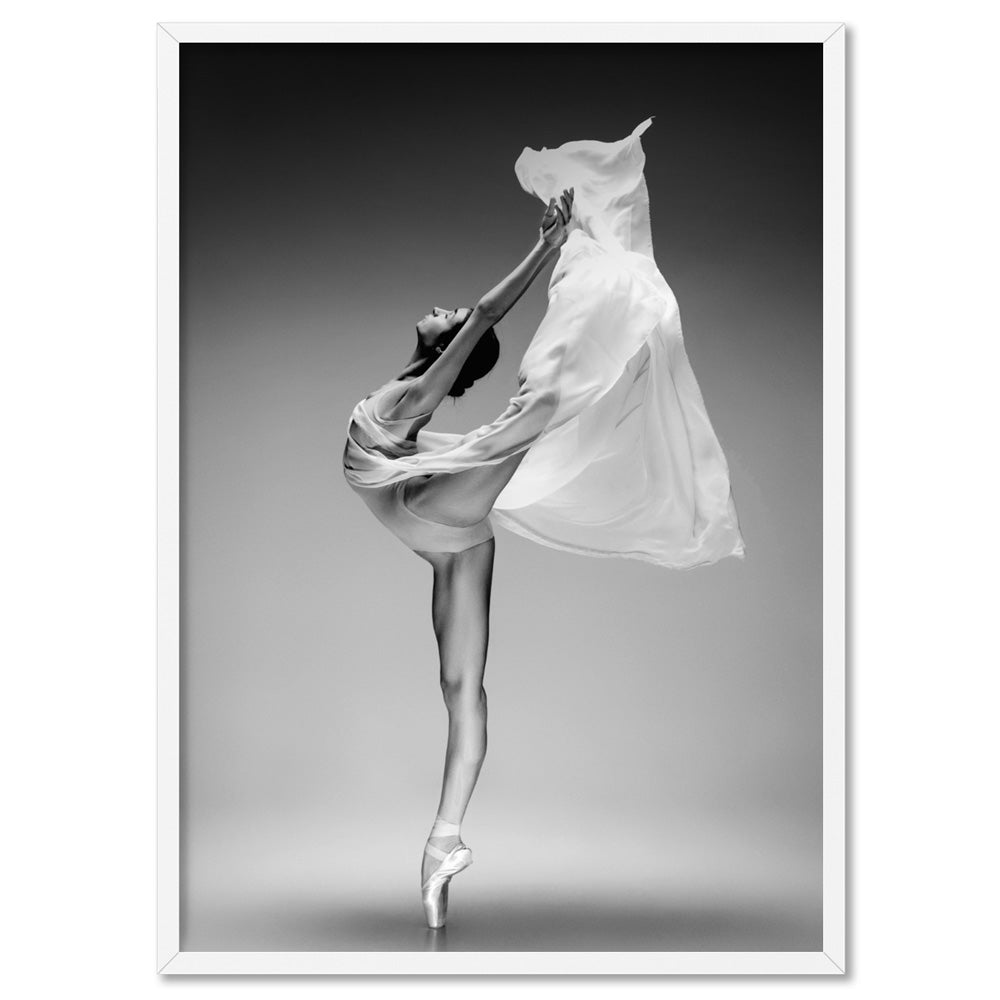Ballerina Pose VI - Art Print, Poster, Stretched Canvas, or Framed Wall Art Print, shown in a white frame