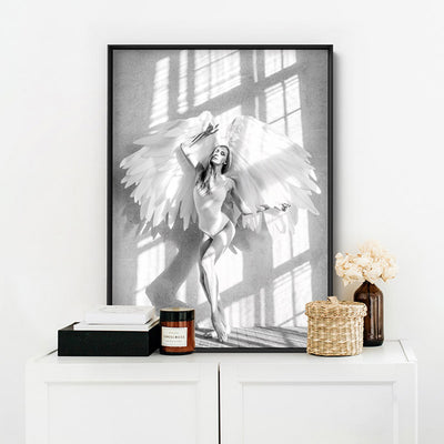 Wings of Light I - Art Print, Poster, Stretched Canvas or Framed Wall Art, shown framed in a room
