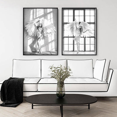 Wings of Light I - Art Print, Poster, Stretched Canvas or Framed Wall Art, shown framed in a home interior space