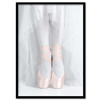 Pink Slippers - Art Print, Poster, Stretched Canvas, or Framed Wall Art Print, shown in a black frame