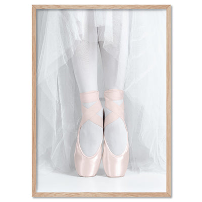 Pink Slippers - Art Print, Poster, Stretched Canvas, or Framed Wall Art Print, shown in a natural timber frame