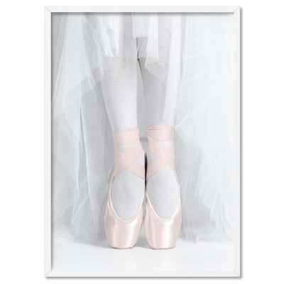 Pink Slippers - Art Print, Poster, Stretched Canvas, or Framed Wall Art Print, shown in a white frame