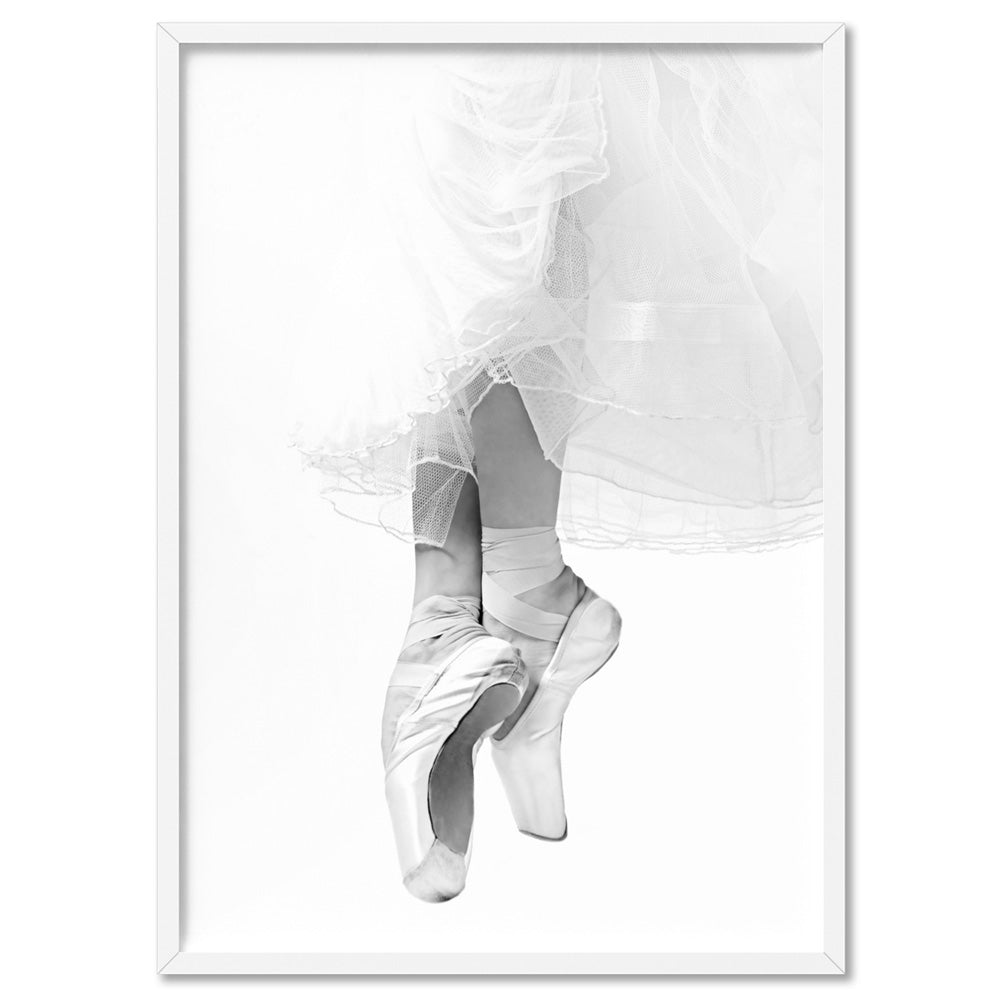 Ballerina Tiptoes I - Art Print, Poster, Stretched Canvas, or Framed Wall Art Print, shown in a white frame