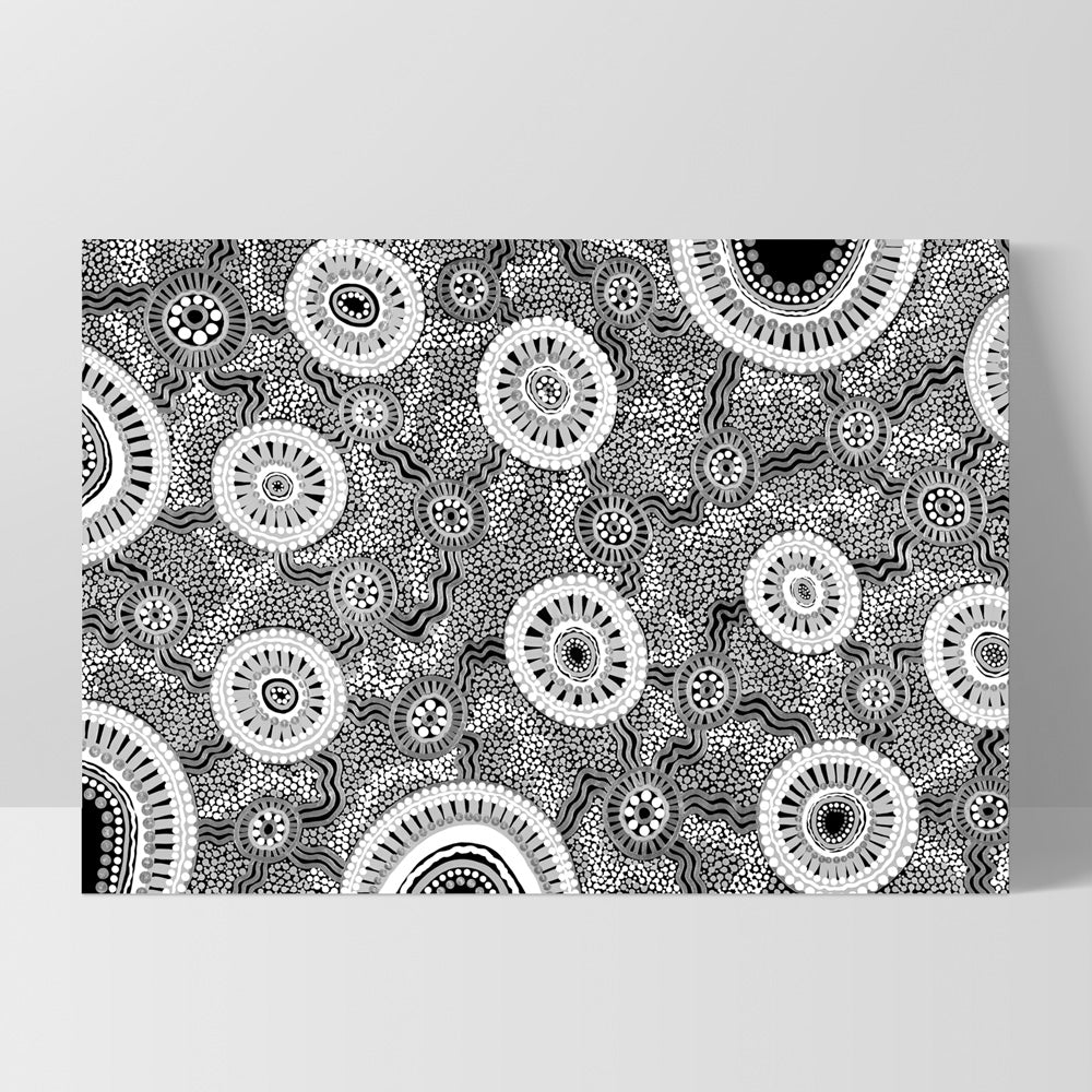 Connected Dreams in Landscape B&W - Art Print by Leah Cummins, Poster, Stretched Canvas, or Framed Wall Art Print, shown as a stretched canvas or poster without a frame