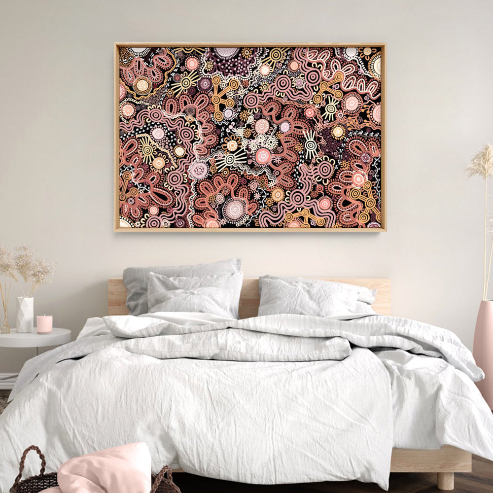 Country in Colour Landscape | Warm - Art Print by Leah Cummins, Poster, Stretched Canvas or Framed Wall Art Prints, shown framed in a room