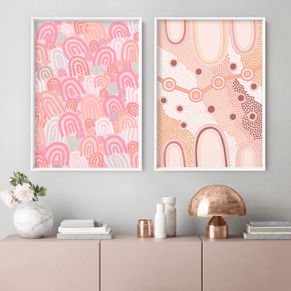 I am Female | Blush - Art Print by Leah Cummins, Poster, Stretched Canvas or Framed Wall Art, shown framed in a home interior space
