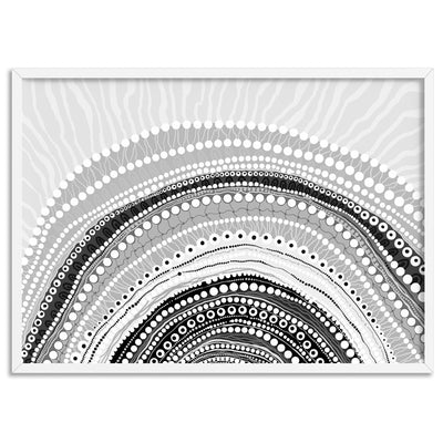 Blooming Female in Landscape B&W - Art Print by Leah Cummins, Poster, Stretched Canvas, or Framed Wall Art Print, shown in a white frame