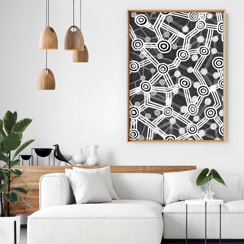 Connected Journey I B&W - Art Print by Leah Cummins, Poster, Stretched Canvas or Framed Wall Art Prints, shown framed in a room