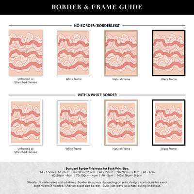 Shape of Country Mountains | Blush - Art Print by Leah Cummins, Poster, Stretched Canvas or Framed Wall Art, Showing White , Black, Natural Frame Colours, No Frame (Unframed) or Stretched Canvas, and With or Without White Borders